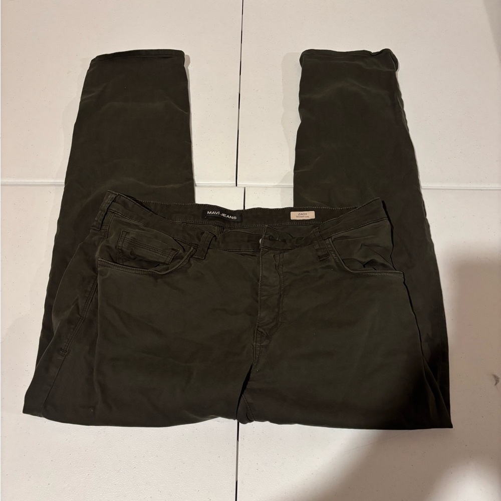 Mavi Zach Straight Leg Olive Green Chino Casual Pants Men’s Size 36x32